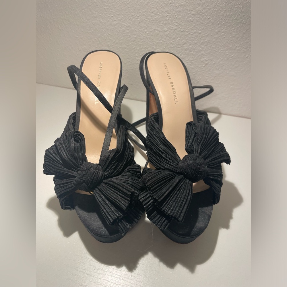 Loeffler Randall Black Pleated Bow Slingback Heels